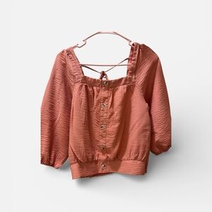Hem & Thread Coral Button-Front Blouse